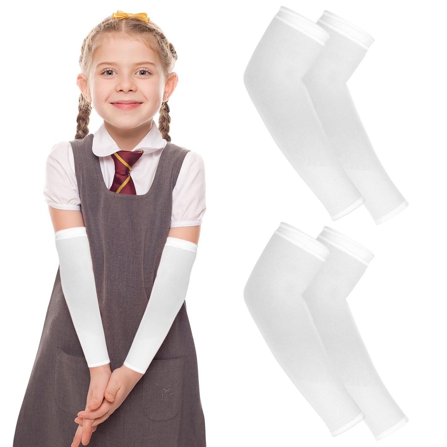 Yolev 2 Pairs Arm Sleeves for Kids UV Sun Protection Sleeves Compression Sleeves for Boys Girls
