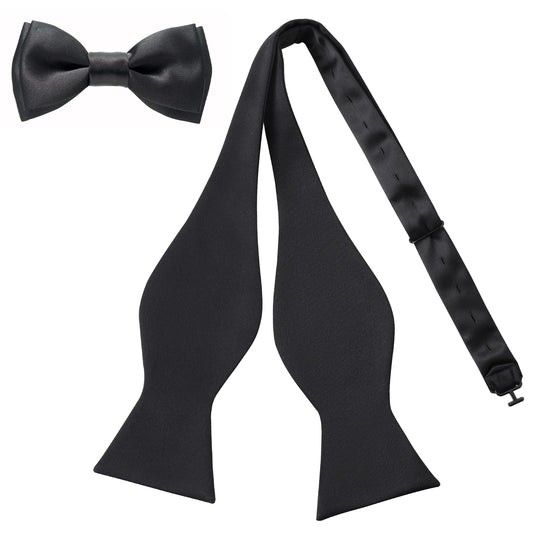 Yolev Black Bow Tie for Boy Tie Bowties For Men Bowtie Stripes Tuxedo & Wedding Striped and Solids Bow Tie