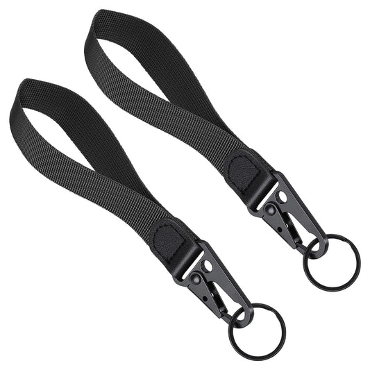Lusofie 2Pcs Keychain Lanyard Wrist Lanyard for Keys Black Strong Nylon Wristlet Strap Wrist Lanyard Holder for Men Women
