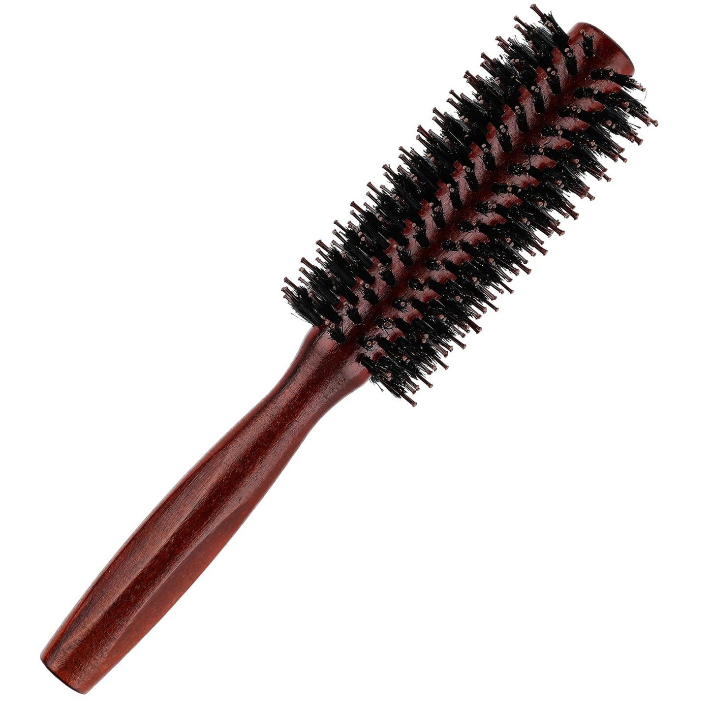 1 Pcs Boar Bristle Round Brush Small Round Hair Brush Anti Static Quiff Roller Hair Comb Mini Circle Brush with Wooden Handle Styling Roller Brush for Blow Drying Straightening Curling Wet Dry Hair