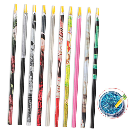 10Pcs Rhinestone Picker Tool Self Adhesive Resin Wax Pencil Rhinestone Applicator Nail Point Drill Pen Gem Crystal Pick up Tool for Nail Art DIY