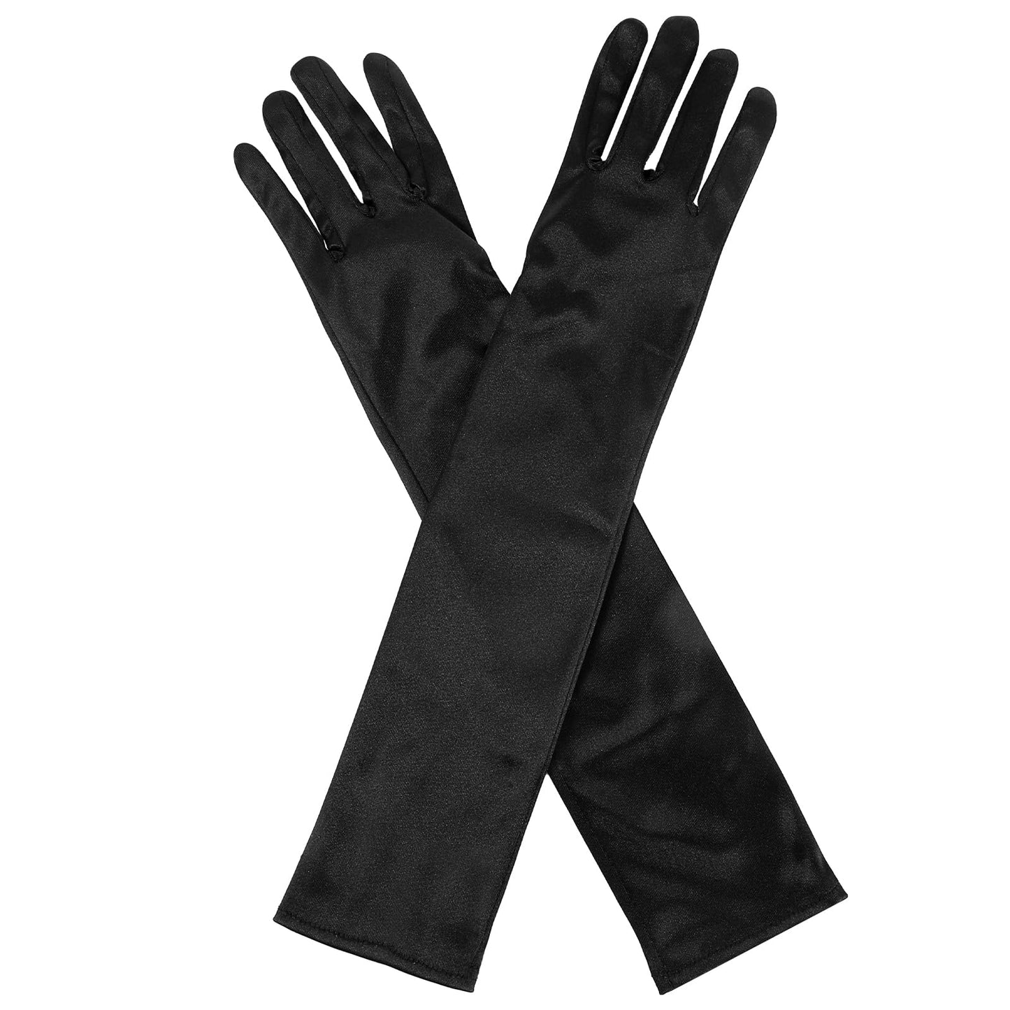 Black Long Satin Gloves Princess Dress Up Gloves for Little Girls Kids