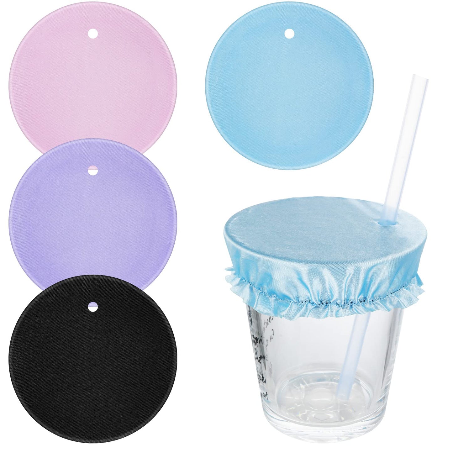 Lusofie 4 Pack Alcohol Protection Drink Covers Universal Drink Cup Covers for Prevent Drink Getting Spiked at Bar with Straw Hole(4 Colors)