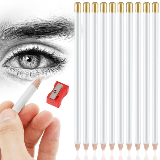 Yolev 10pcs Wooden Sketch Eraser Pen for Charcoal Drawings Highlights for Sketching Pencils, Colored Pencils, Charcoal Drawings. Fine Detail Eraser for Beginners & Artists
