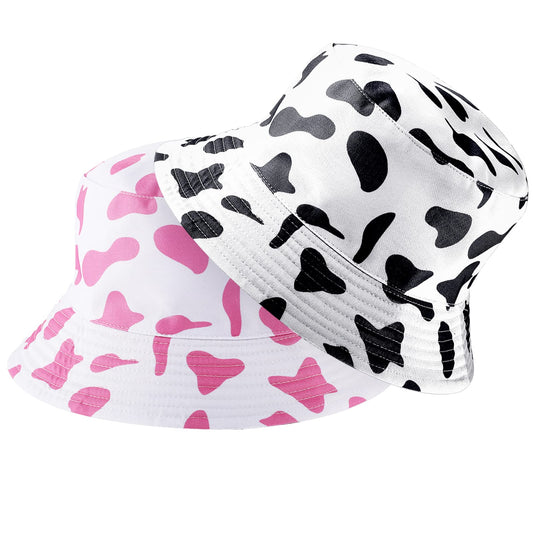 DIVINA VITAE Bucket Hat for Men Women Sunflower Sun Cap Packable Outdoor Summer Hat Double-Side Fisherman Hat Beach Fishing Sun Hat (Cow)