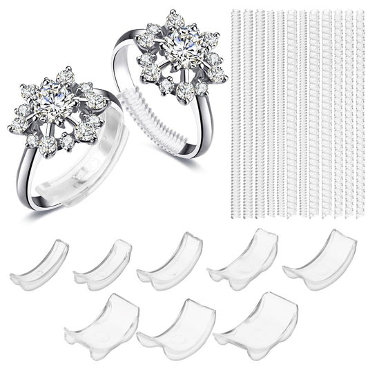 DIVINA VITAE 20PCS Ring Too Big Filler Tightener, 8 PCS Ring Spacers Guards for Loose Rings 12 Packs with 4 Sizes Ring Size Adjuster
