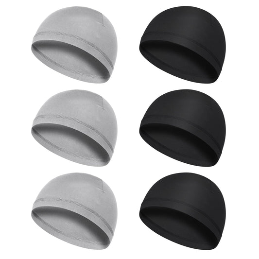 Yolev 6 PCS Sets of Skull Cap Running Cap Sweat Cap Milk Hats Milk Silk Cycling Helmet Liner for Men