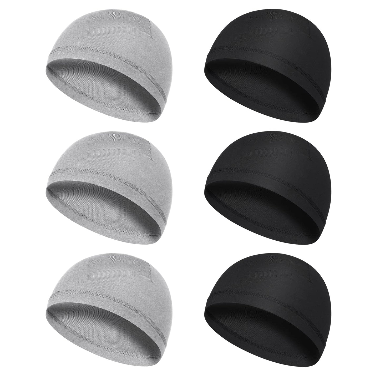 Yolev 6 PCS Sets of Skull Cap Running Cap Sweat Cap Milk Hats Milk Silk Cycling Helmet Liner for Men
