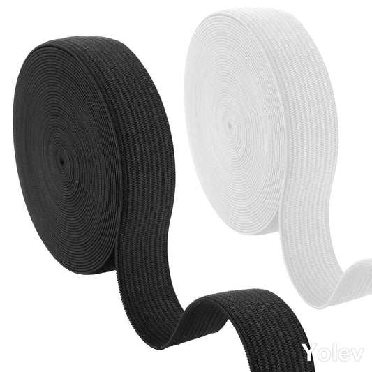 Yolev Sewing Elastic Band 0.78inch Wide Stretch Sewing Waistband Elastic High Elasticity Knit Elastic Band for DIY Art & Craft Project(5 Yard White,5 Yard Black)