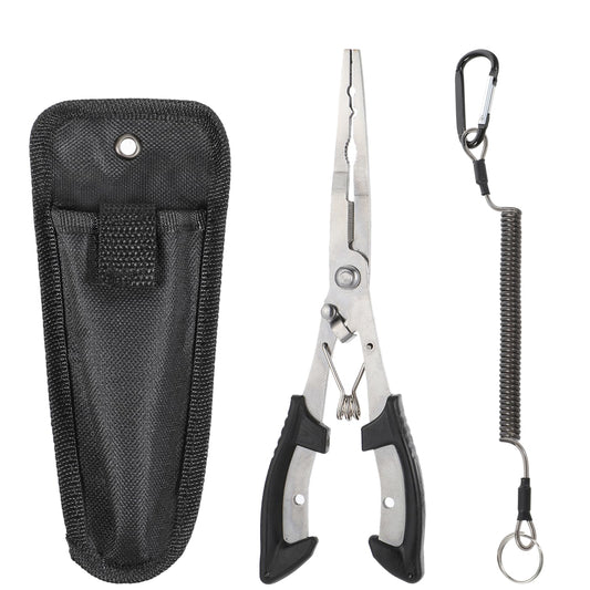 Josojoou Fishing Pliers Hook Remover, Fishing Pliers Kit, Stainless Steel Fishings Plyers with Lanyard and Storage Bag for Saltwater Freshwater