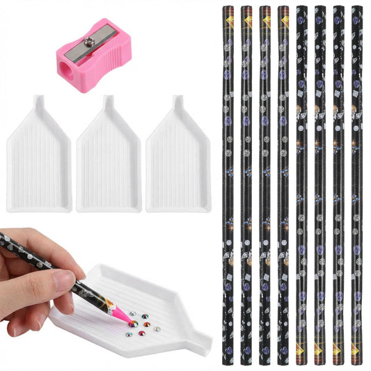 Rhinestone Picker Tool Kit for Diamond Paintin g – 8Pcs Wax Pencils with Strong Adhesive, 3Pcs Gem Beads Separator, Pencil Sharpener, Complete Bedazzling Tools for DIY Crafts, Nail Art, Rhinestone Art