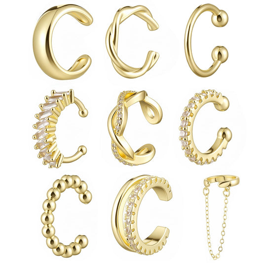 9 Pcs Ear Cuff Earrings for Women, Adjustable Ear Cuff Earring Clip
