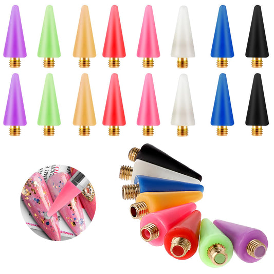 Lusofie 16Pcs Nail Rhinestones Picker Wax Replacement Head Tips Rhinestone Picker Tool Wax Tip for Nail Dotting Pen to Pick Up Nail Gem Jewelry(8 Colors)