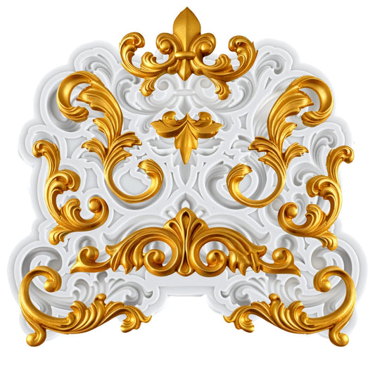 Baroque Silicone Molds Baroque Style Curlicues Scroll Lace Fondant Molds Relief Flower Filigree Mold For Crafts Candy Polymer Clay Resin 3D Sculpted Cake Decoration Christmas Birthday Wedding Party