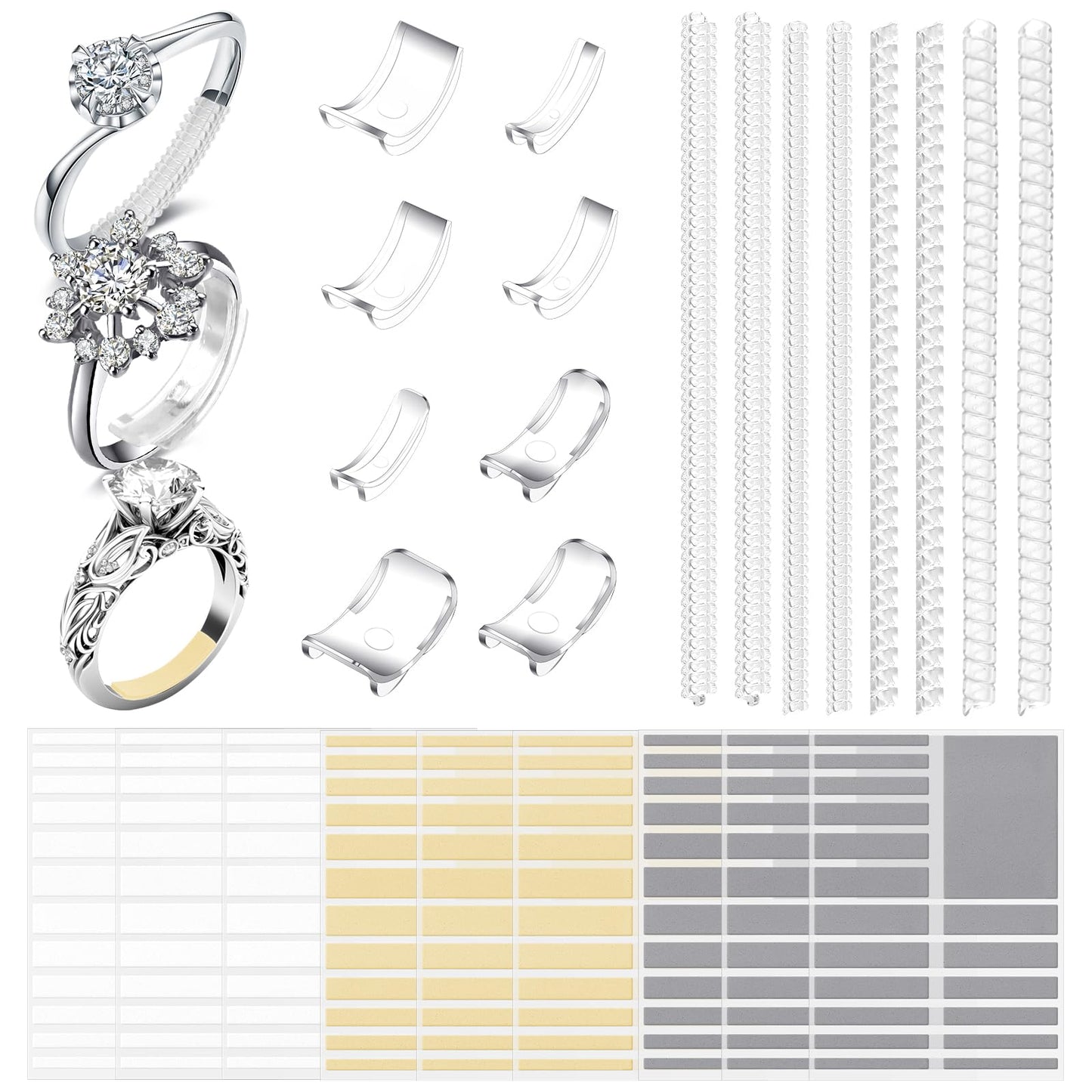 Ring Adjuster for Loose Rings 3 Style Ring Size Adjuster for Loose Rings Silicone Plug-in Invisible Ring Sizer for Loose Men and Women Rings