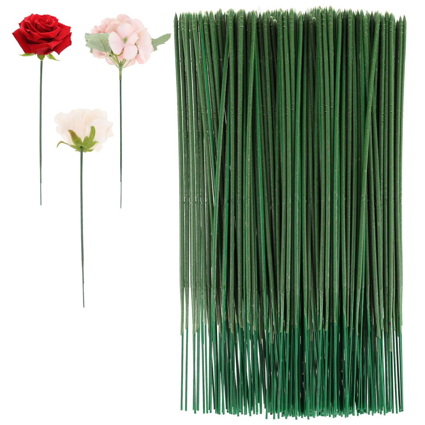 HaiFafafaing 200 Pcs Floral stem Wire Green Artificial Flower Stems 17CM /6.7in Plastic Artificial Flower Rod for Flowers Arrangements Bouquet Wrapping Crafts