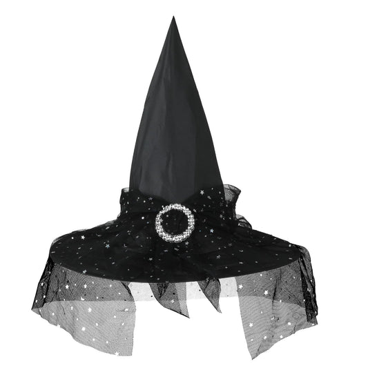 Lusofie Black Witches Hat Lace Halloween Witch Hat Halloween Costume Party Decoration Accessories