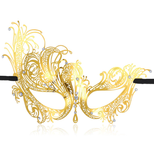 HaiFafafaing Gold Masquerade Mask For Women Venetian Metal Mask For Masquerade Party Rhinestone Mardi Gras Masks For Adult Party Evening Prom Costume Accessory