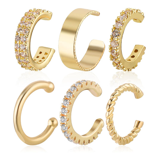 6Pcs Gold Plated Ear Cuffs for Women Non Piercing Earrings Clip on Earrings Fake Earcuff Earrings Cartilage Earrings Valentines Day Gifts for Her