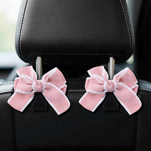 DIVINA VITAE 2 Pack Car Purse Hooks, Bow Car Hooks, Cute Bow Purse Hook for Car, Car Seat Hooks for Purses and Bags, Car Headrest Hooks, Cute Pink Car Accessories for Women Car Hooks for Purses(Pink)