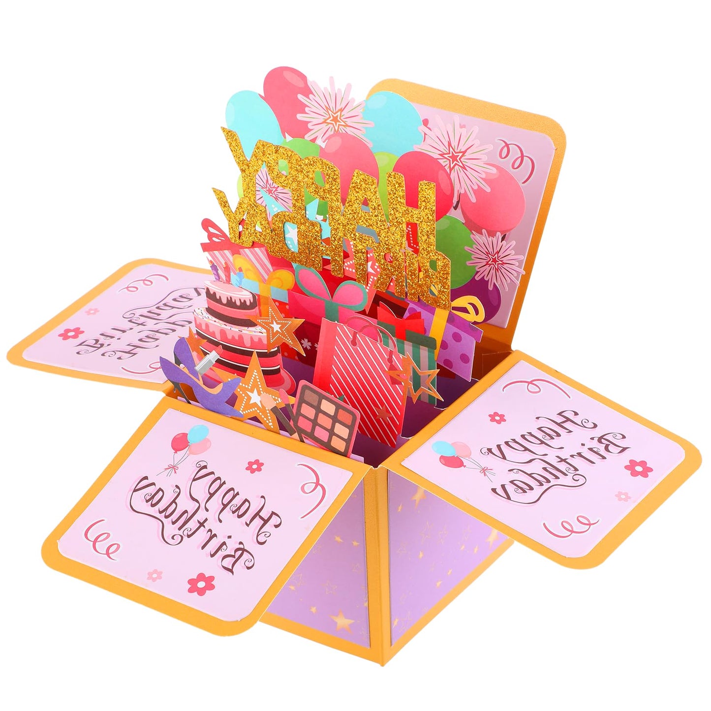 Josojoou 3D Happy Birthday Gift Card, Foldable 3D Mom Birthday Gift, Happy Birthday's Card Pop Up Cards for Kids Teens Women Men Son Daughter