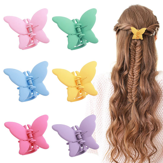 Yolev 6 Pcs Butterfly Claw Clips， Cute Butterfly Hair Clips claw clips for Women Girls thick hair