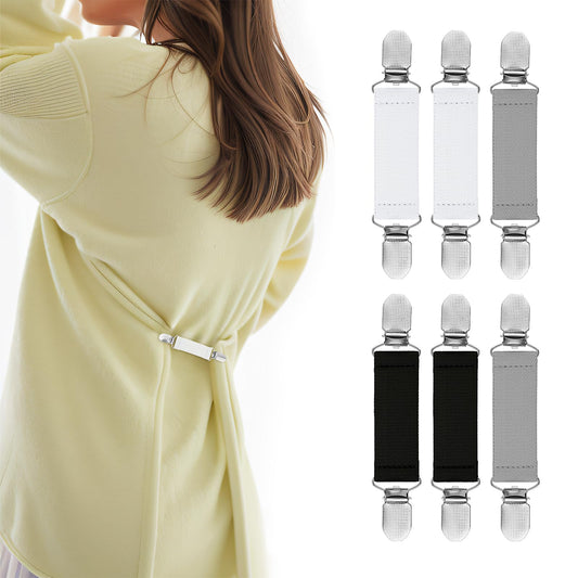 6 Pieces Mitten Clips Dress Clips Back Cinch Sweater Clip Shirt Clips for Women Clothing (Black, White, Grey)