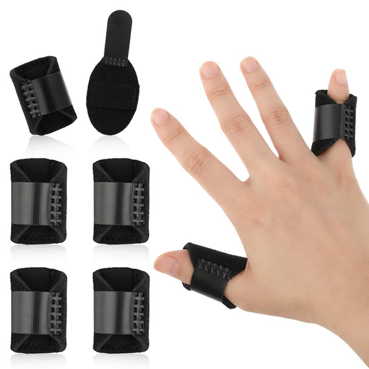 Telooco 5Pcs Thumb Finger Splints Finger Brace for Middle Finger Splint Pointer Finger Straightener for Broken Knuckle Immobilization Pain Relief Fits Index Middle Ring Pinky Fingers