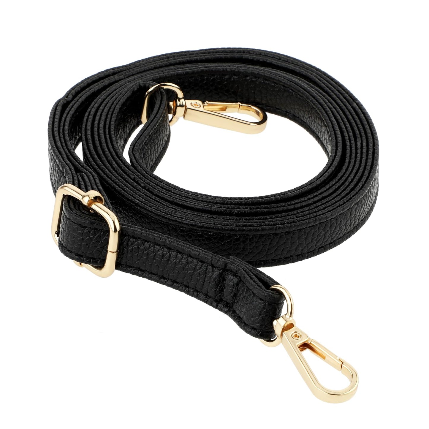 Telooco Leather Shoulder Strap Replacement 85-150cm Adjustable Leather Belt for Purse Crossbody Handbags(Gold Buckle)