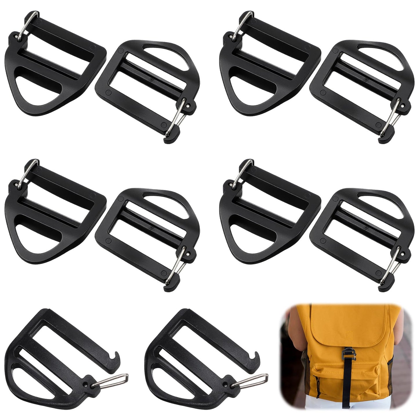 HaiFafafaing 10pcs Backpack Strap Clip Webbing Ladder Lock Buckle Tri-Glide Slide Buckle Plastic Clips Backpack Buckles Replacement For 1-inch width Straps Adjuster Belt Backpacks Strap