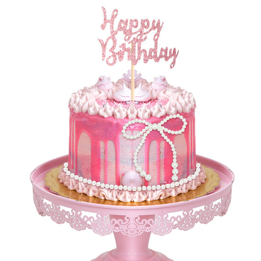 White Pearl Bow Knot Cake Topper with 2 Pcs Pearl Chain Cake Decoration for Wedding, Women Girls Bow Decor for Cake, Bridal Shower Cake Topper