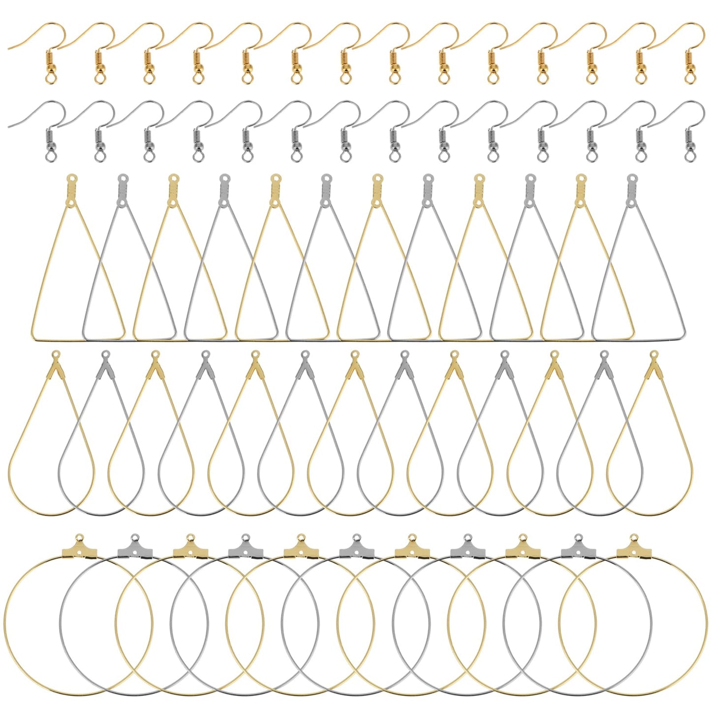 Earrings Beading Hoop Set Earring Making Kit Beading Hoop Earring Finding Hoop Open Beading Hoop Earrings Bulk with 148Pcs Earring Hooks Hoops Wires for DIY Craft Earring Jewelry Making Earring