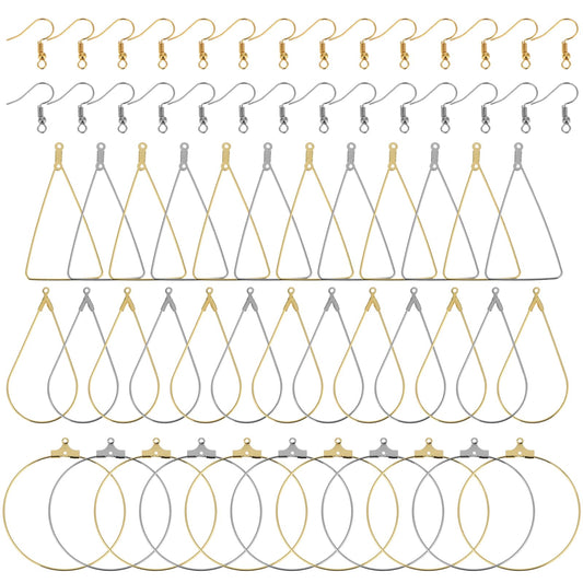 Earrings Beading Hoop Set Earring Making Kit Beading Hoop Earring Finding Hoop Open Beading Hoop Earrings Bulk with 148Pcs Earring Hooks Hoops Wires for DIY Craft Earring Jewelry Making Earring