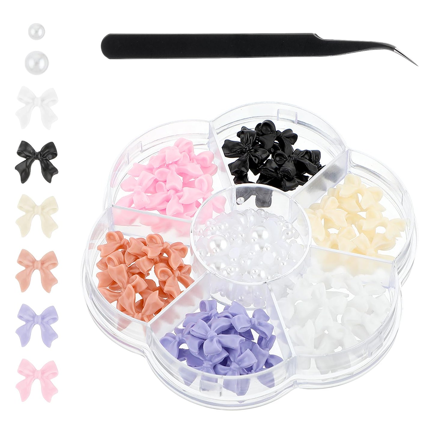 Lusofie 3D Bow Nail Charms Decoration Pearl Nail Art Stickers Nail Charms Women Girls Nail Salon DIY Nail Decorations Craft Jewels Supplies