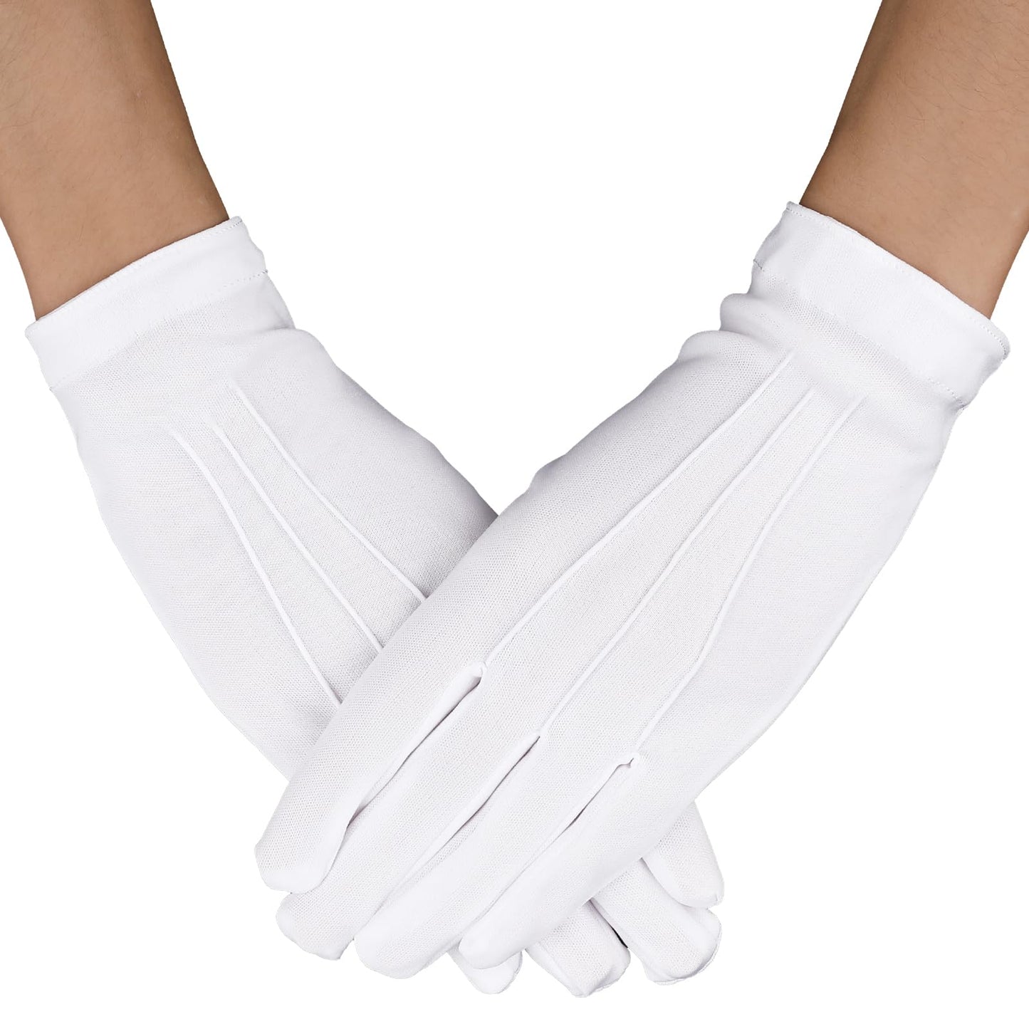 Yolev Parade Gloves White Cotton Formal Tuxedo Costume Honor Guard Gloves with Snap Cuff Gloves Dress Gloves for Man Police Formal Tuxedo Guard Parade Costume