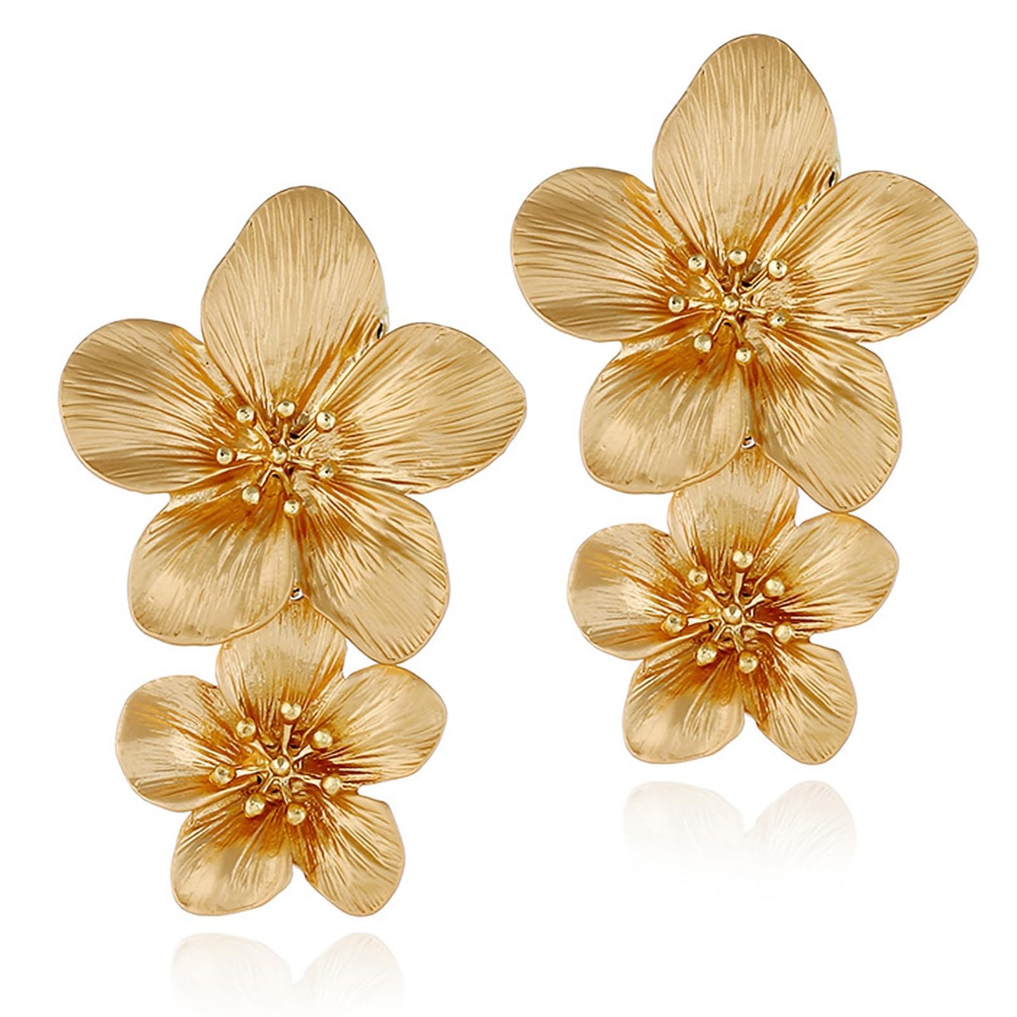 Gold Earrings for Women Trendy,Chunky Gold Flower Stud Earrings, Statement Stud for Women, Large Flower Dangling Ear Rings