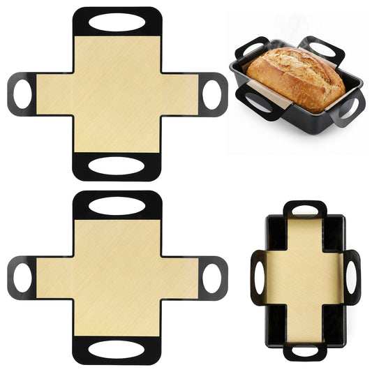 Telooco Silicone Bread Loaf Pan Liners, 2Pcs Reusable Bread Baking Mat with 4 Handles - Non-Stick Sourdough Sling Easy Clean Dough Transfer Baking Mat for 9x5 or 1.5lb Loaf Pans