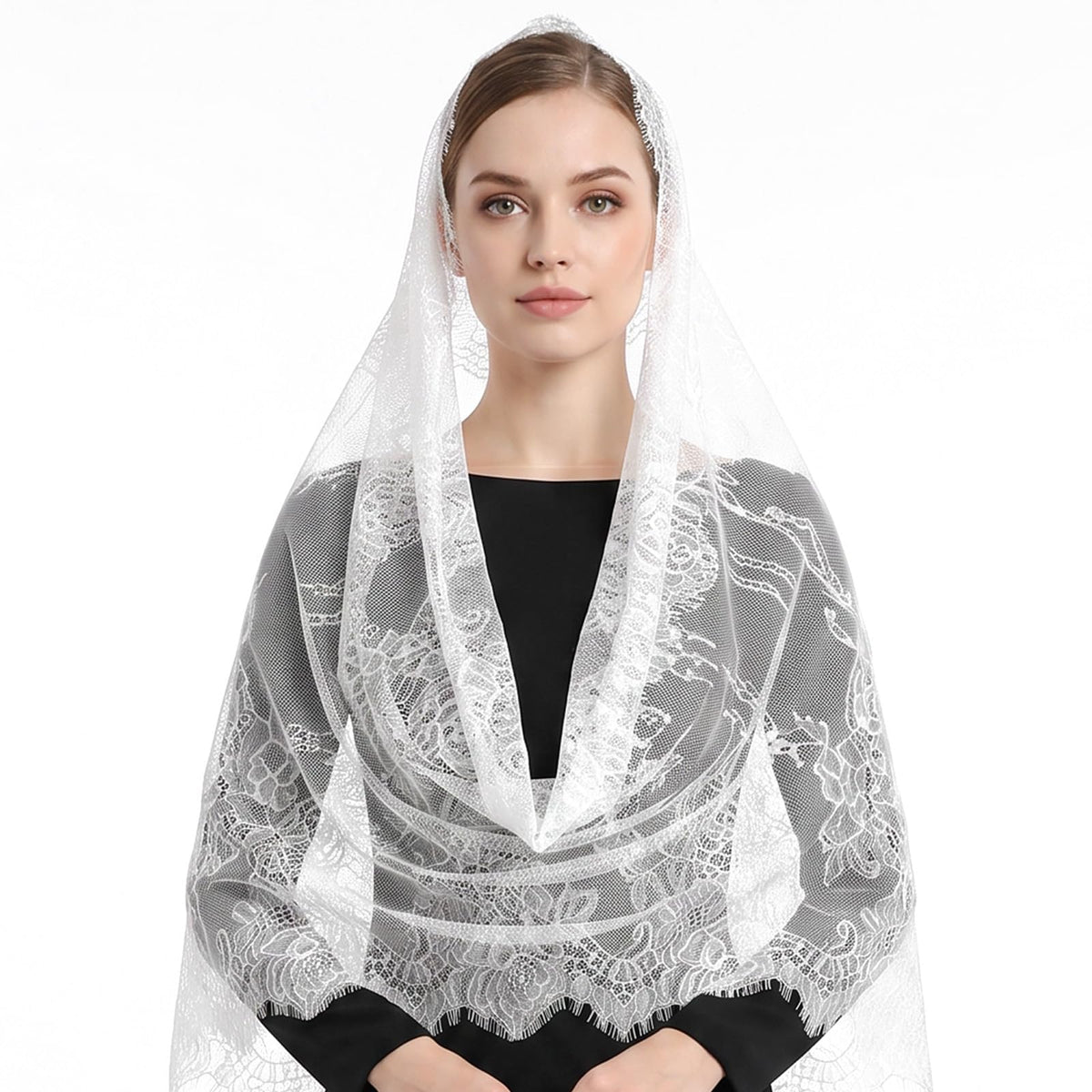 HaiFafafaing Chapel Scarf Embroidery Headpiece Chapel Scarf Embroidery