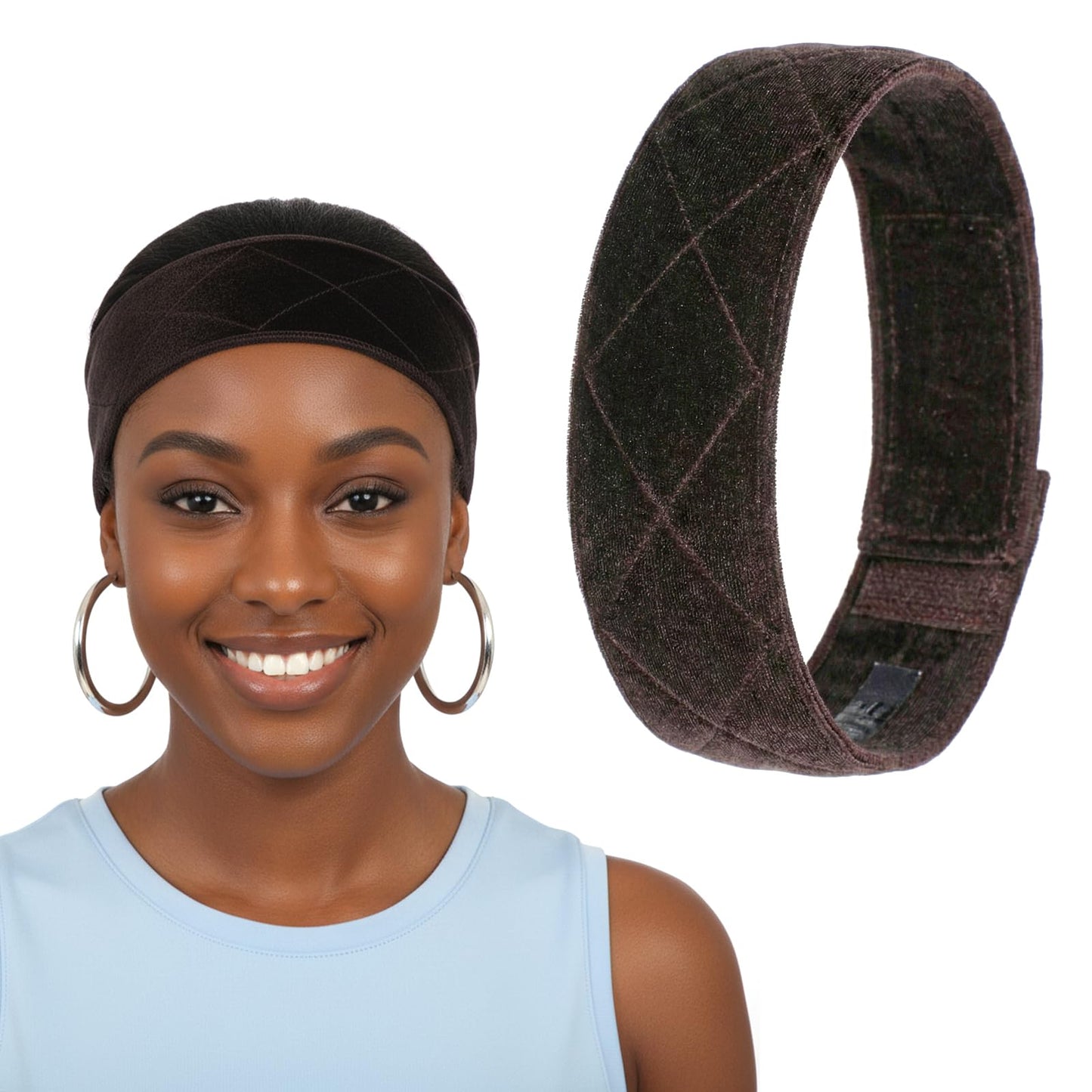 Wig Grip Band - No More Slipping Adjustable Non-Slip Wig Headband with Silicone, Soft Velvet Comfort Band for Wigs, Flexible Fasten Strip for Secure All-Day Fit, One Size