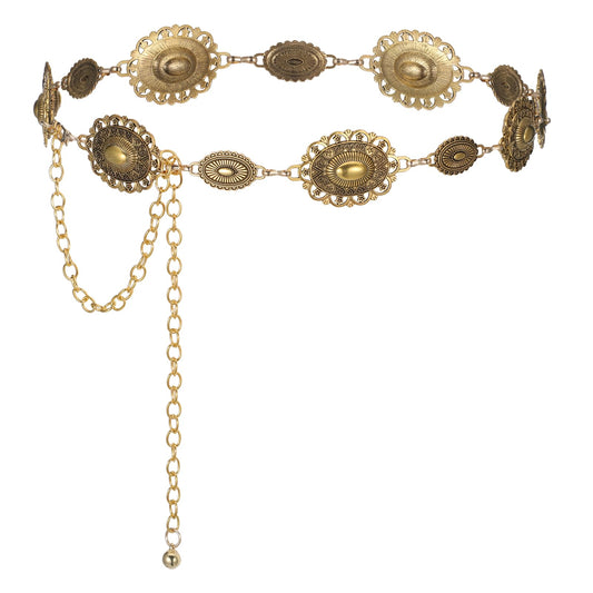 Josojoou Western Belt, Chain Belt for Women, Waist Chain Belts, Gold Chains Belts for Women, Suitable for Dress, Jeans, Country Concert Clothes