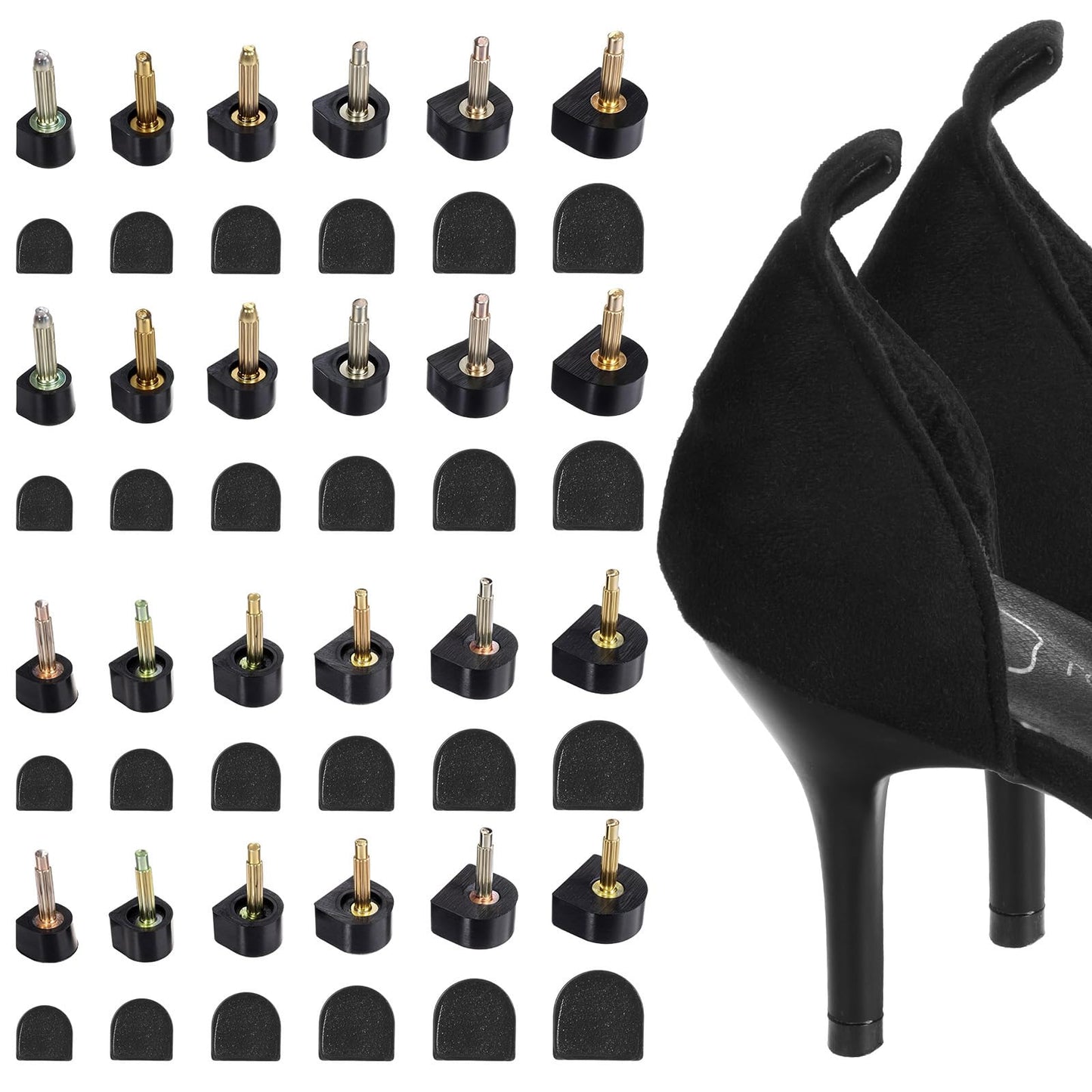HaiFafafaing 12 Pairs High Heels Replacement Heels, Heel Protectors High Heels U-shaped 2.4 mm & 3 mm Replacement Heels Heel Tips for Heel Caps