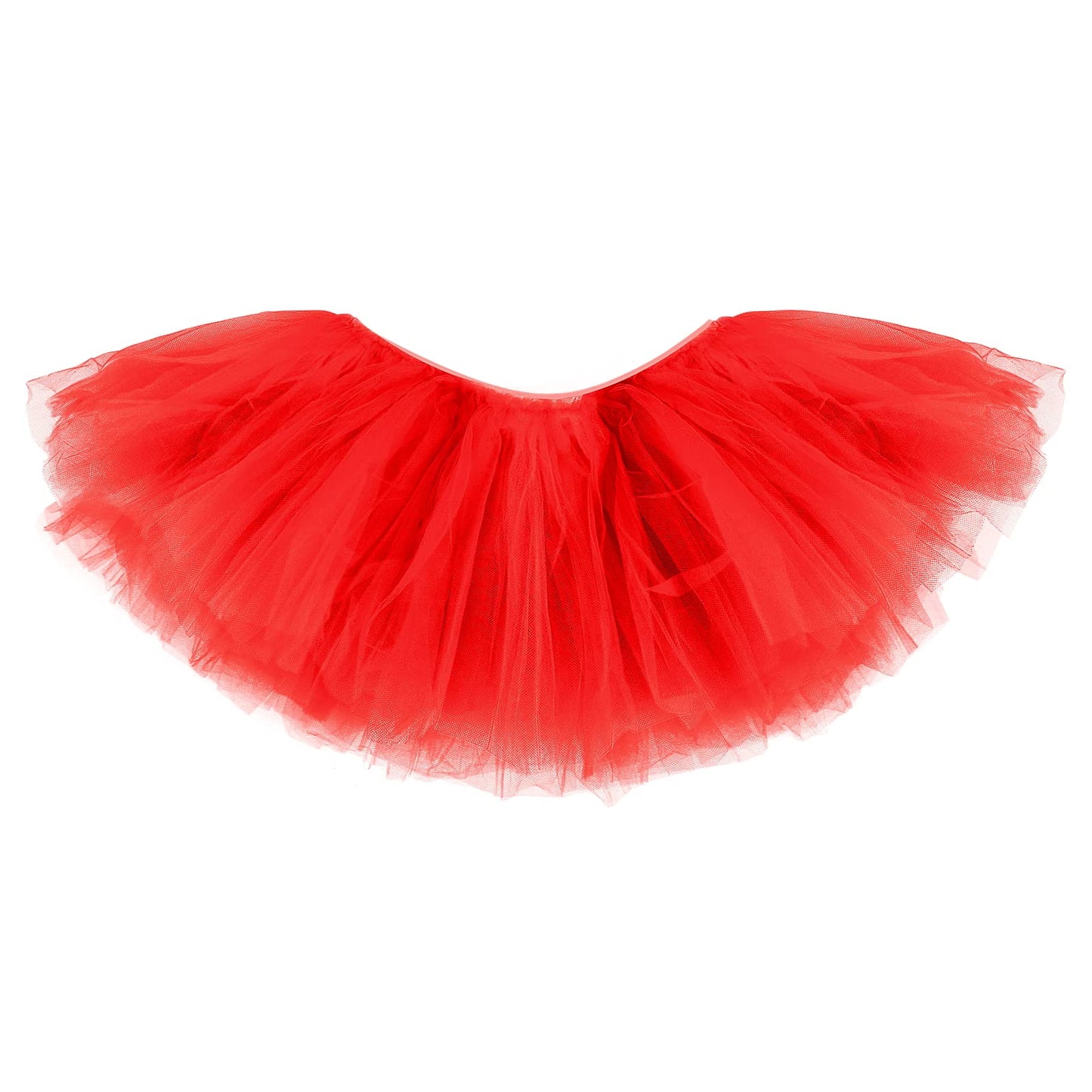 Yolev Tulle Tutu Skirt for Women Adult Tutu Dress with 5 Layered Tulle Ballet 80's Tutu Fluffy Skirts t for Dress-up Parties Dancing (Red)