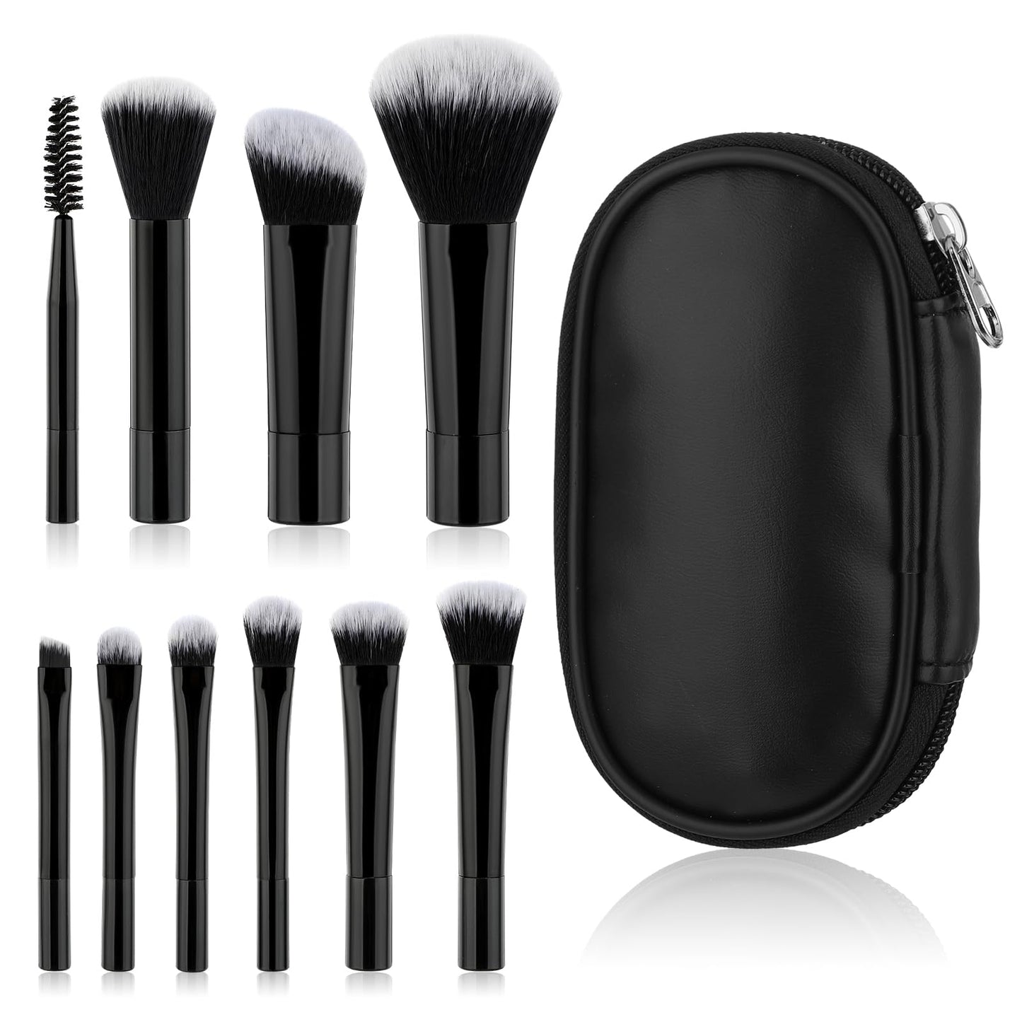 10 Pcs Travel Makeup Brush Set Black Mini Makeup Brushes with Makeup Brush Pouch Portable Travel Size Makeup Brushes Professional Cosmetic Brush for Foundation Brush Blush Powder Eye Shadow Cosmetics