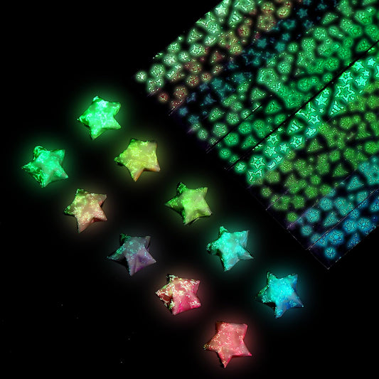 840 Sheets Star Paper Strips, Luminous Star Origami Paper Star Colorful Lucky Star Decoration Paper DIY Arts Projects Crafting Supplies (Four-Leaf Clover)