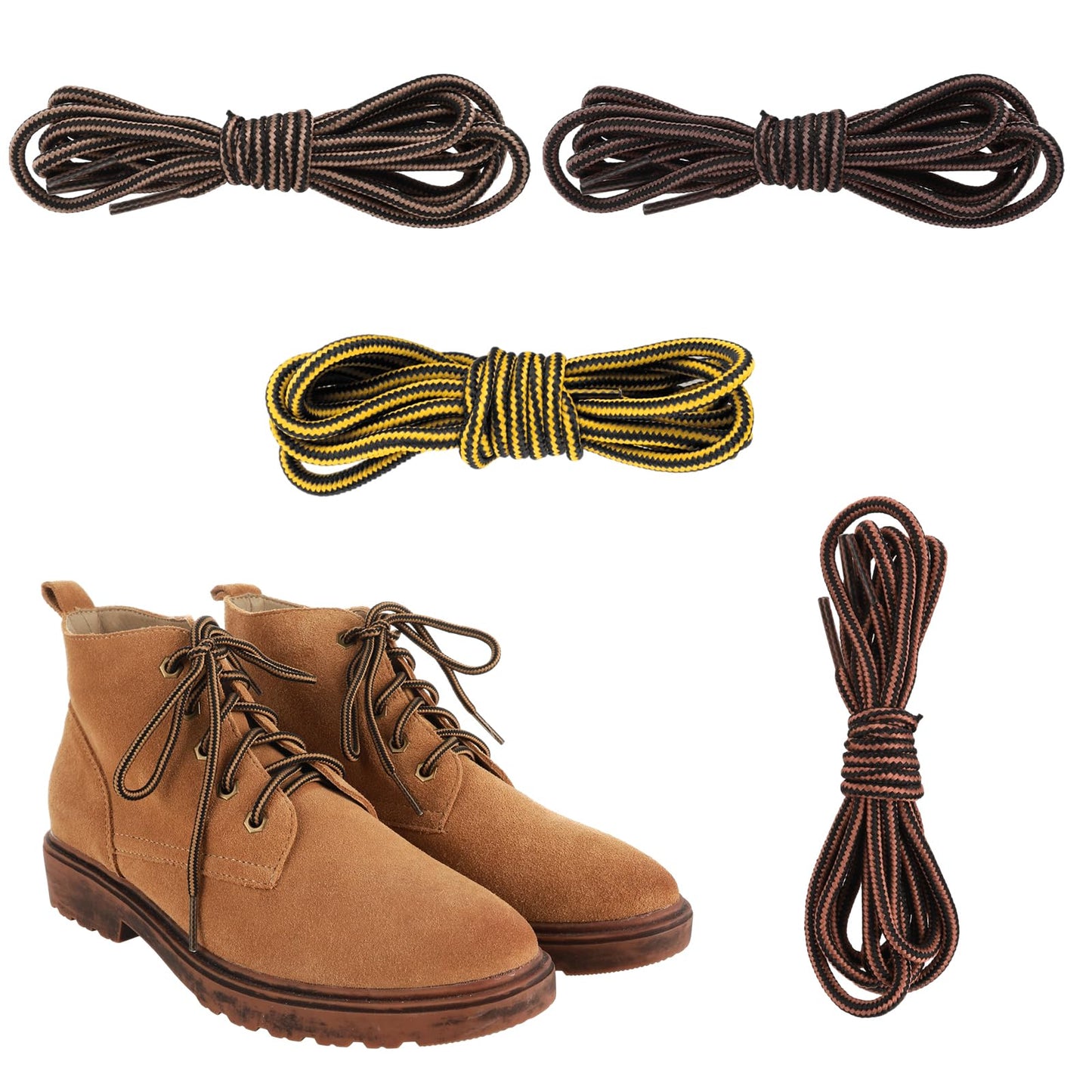 Lusofie 4 Pairs Boot Laces Work Boot Laces Durable Round Heavy Duty Boot Laces For Work Boot Martin Boot Leather Boot Outdoor Boots and Steel Toe Cap Boots For men women