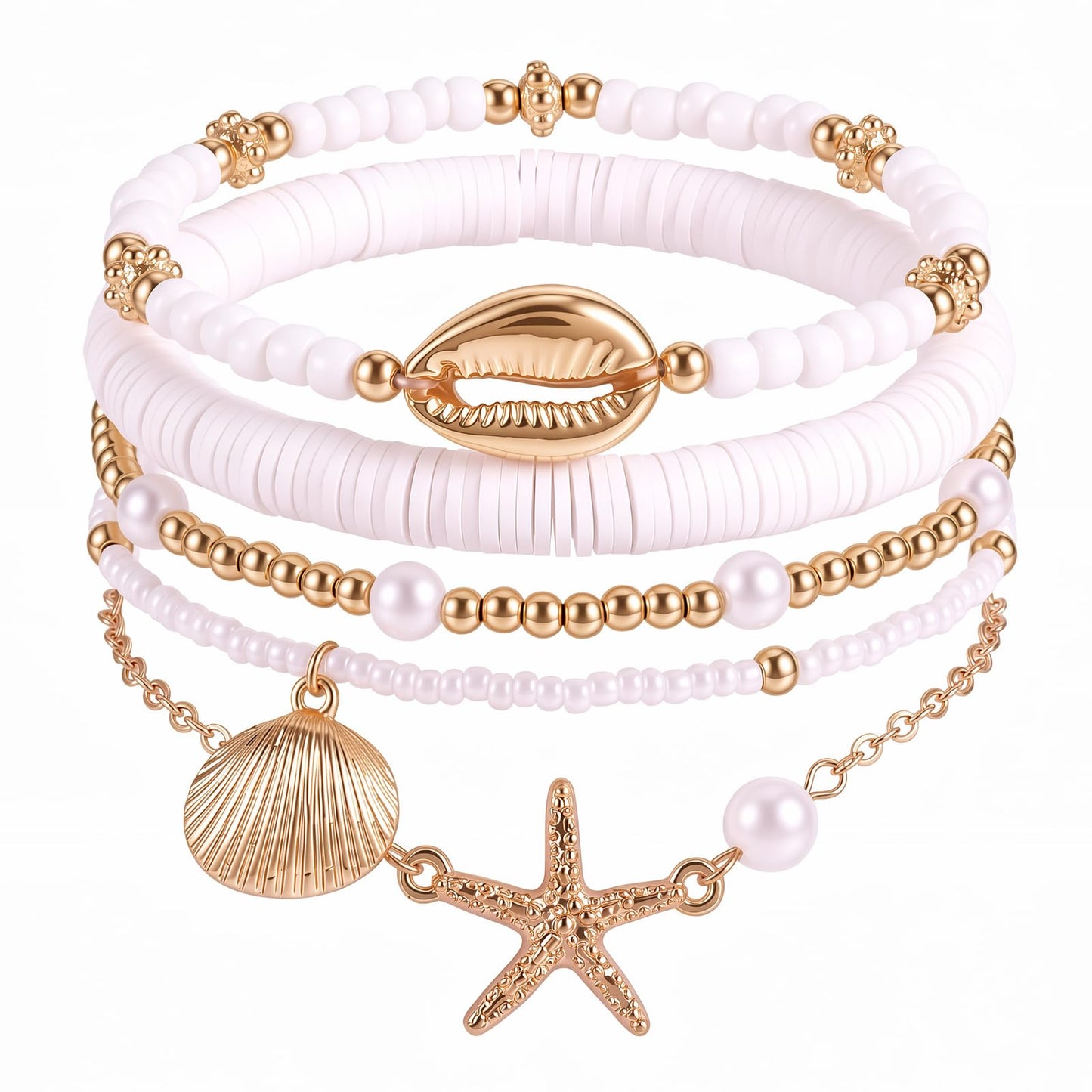 5Pcs Ankle Bracelet for Women, Boho Shell Beaded Adjustable Ankle Bracelets