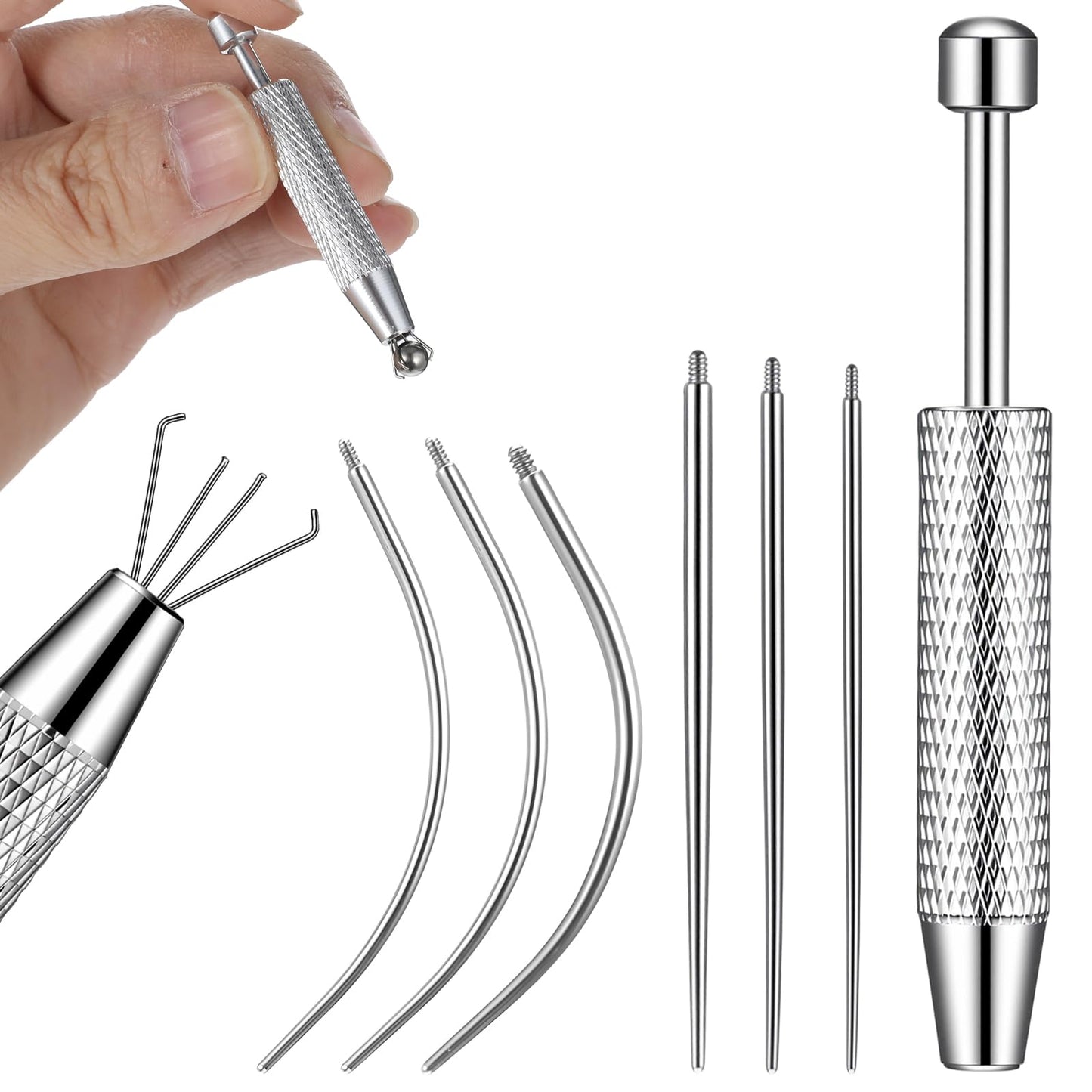 16G 18G 20G Piercing Taper Piercing Ball Grabber Tool Piercings Tools for Changing Jewelry Flat Back Earring Applicator Tool Threadless Insertion Pin Body Piercing Kit for Ear Nose Lip Tongue Eyebrow