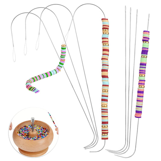 8Pcs Bead Spinner Needles Big Eye Beading Needles Stainless Bead Needle,Bead Needles for Jewelry Making Bracelet Necklace Jewelry Making (Needle)