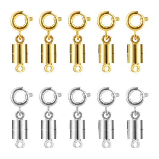 10 Pcs Magnetic Necklace Bracelet Clasps and Closures Chain Fasteners Magnetic Jewelry Clasps Connector Locking for Necklaces Jewelry Accessories (5 Gold 5 Silver)