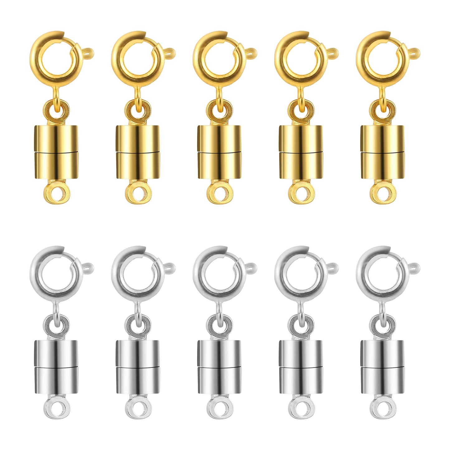 10 Pcs Magnetic Necklace Bracelet Clasps and Closures Chain Fasteners Magnetic Jewelry Clasps Connector Locking for Necklaces Jewelry Accessories (5 Gold 5 Silver)